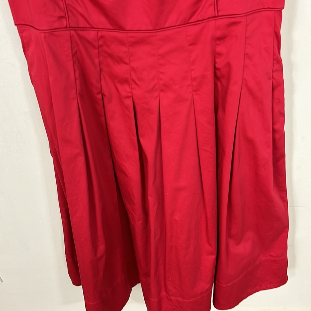 Talbots Red Cotton Blend Sleeveless Fit and Flair Dress Size 8 - Picture 3 of 13